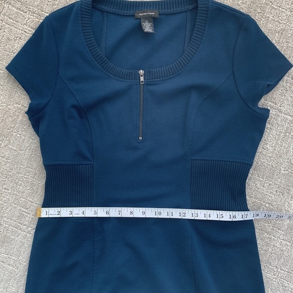 Spense Midnight Blue Cap Sleeve Knee Length Knit Dress with Zipper Size 14 - Picture 7 of 10